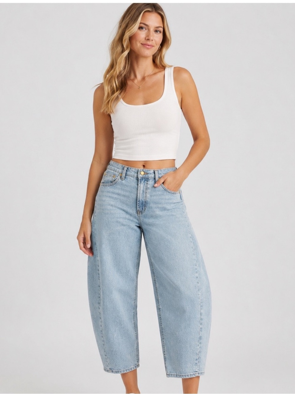 Oat New York high rise ankle barrel Jeans